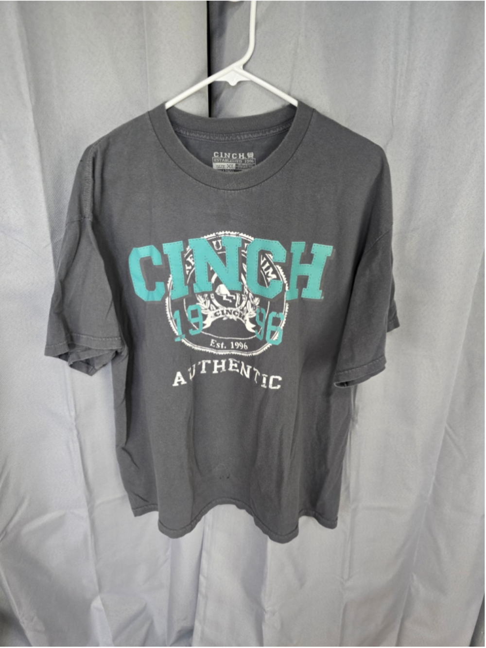 Men's Cinch Graphic Short Sleeve T-Shirt Grey Teal Size XL